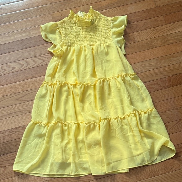 Maison Tara Dresses & Skirts - Maison Tara Yellow Ruffle-Tier Smocked Girls Dress